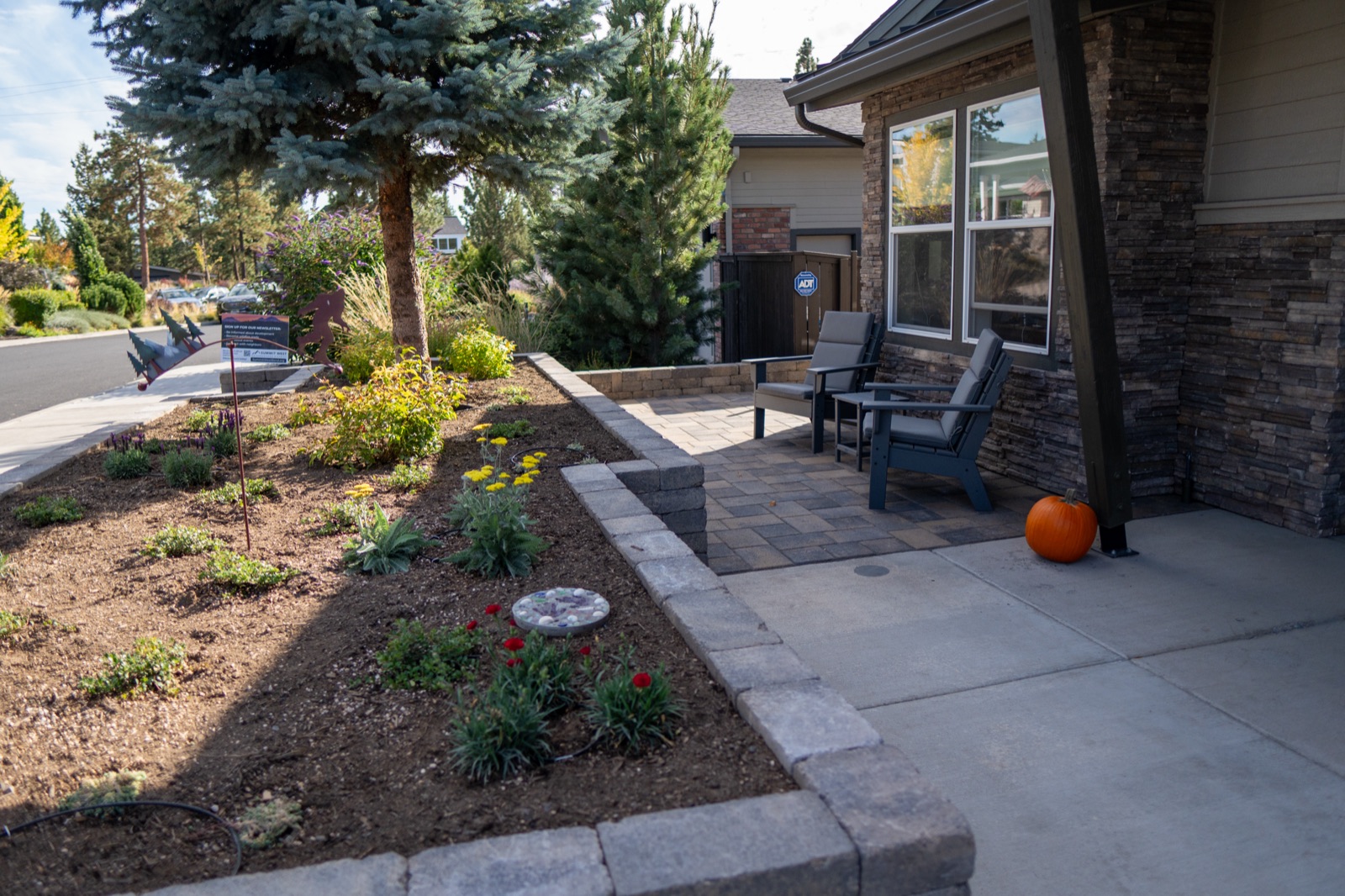 Planter bed edge beside the patio, Bend OR