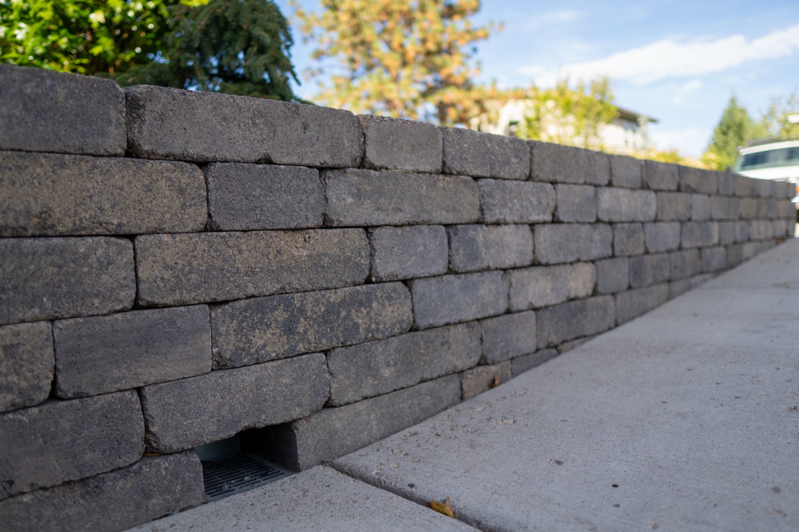 Close view of the block wall courses, Bend OR